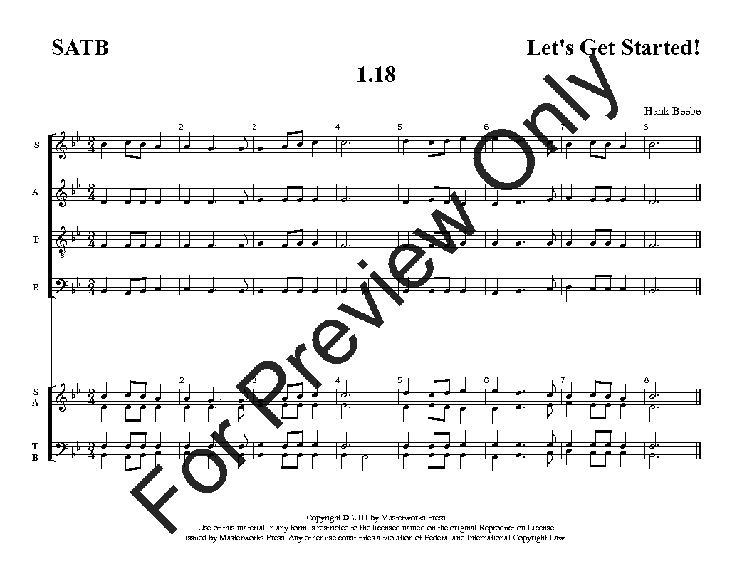 Let's Get Started! Four-Part SATB Vol. 1 Reproducible PDF Download