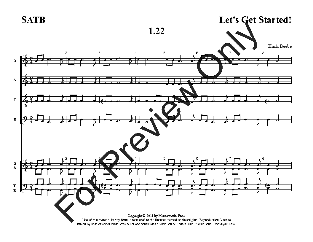 Let's Get Started! Four-Part SATB Vol. 1 Reproducible PDF Download