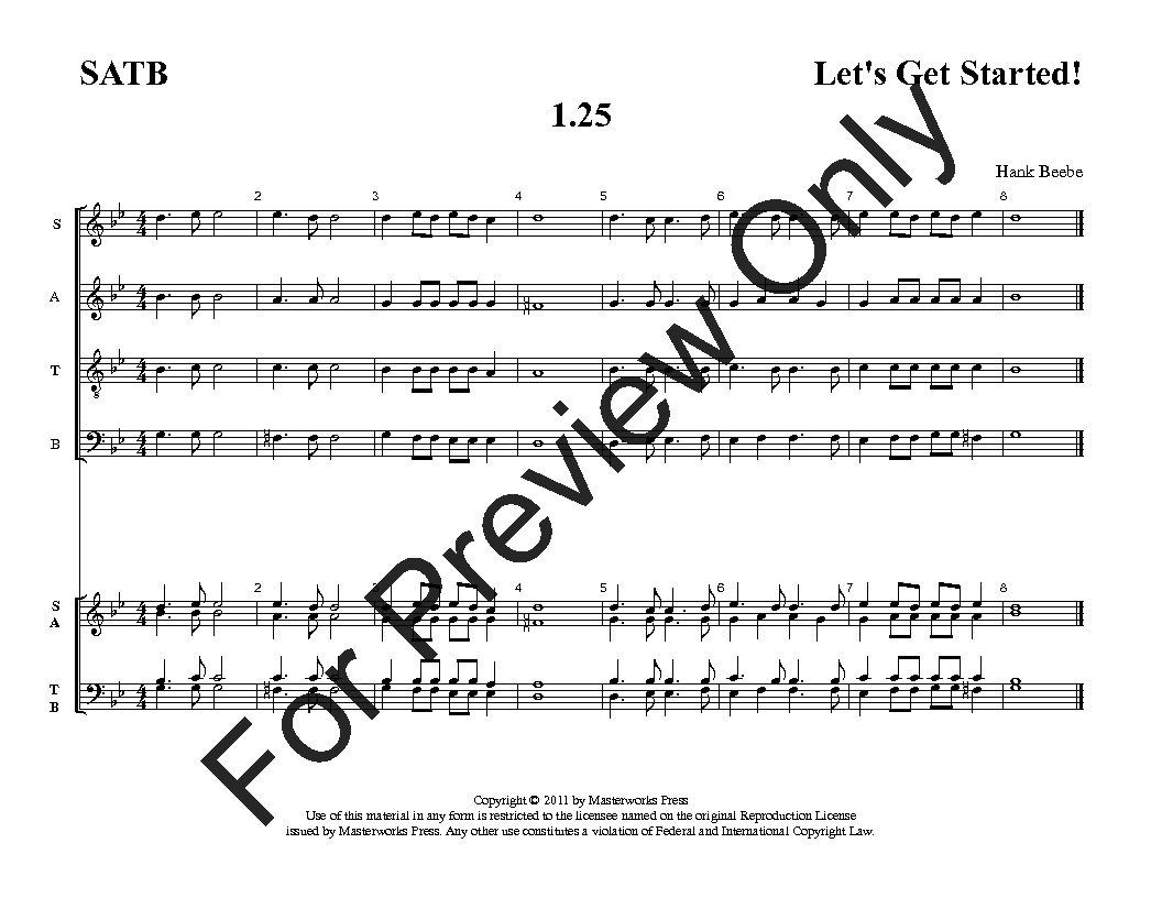 Let's Get Started! Four-Part SATB Vol. 1 Reproducible PDF Download