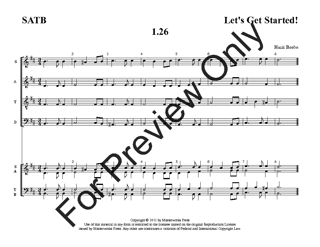 Let's Get Started! Four-Part SATB Vol. 1 Reproducible PDF Download