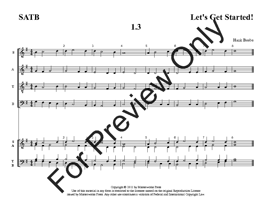 Let's Get Started! Four-Part SATB Vol. 1 Reproducible PDF Download