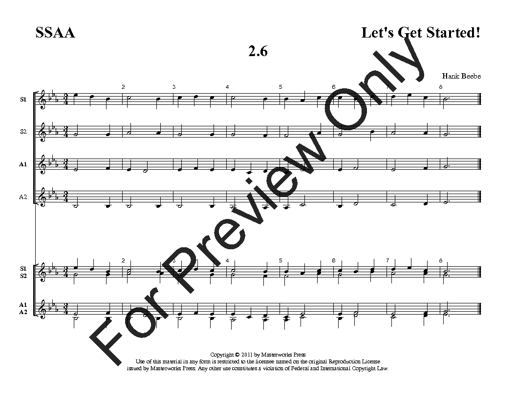 Let's Get Started! Four-Part SSAA Vol. 2 Reproducible PDF Download