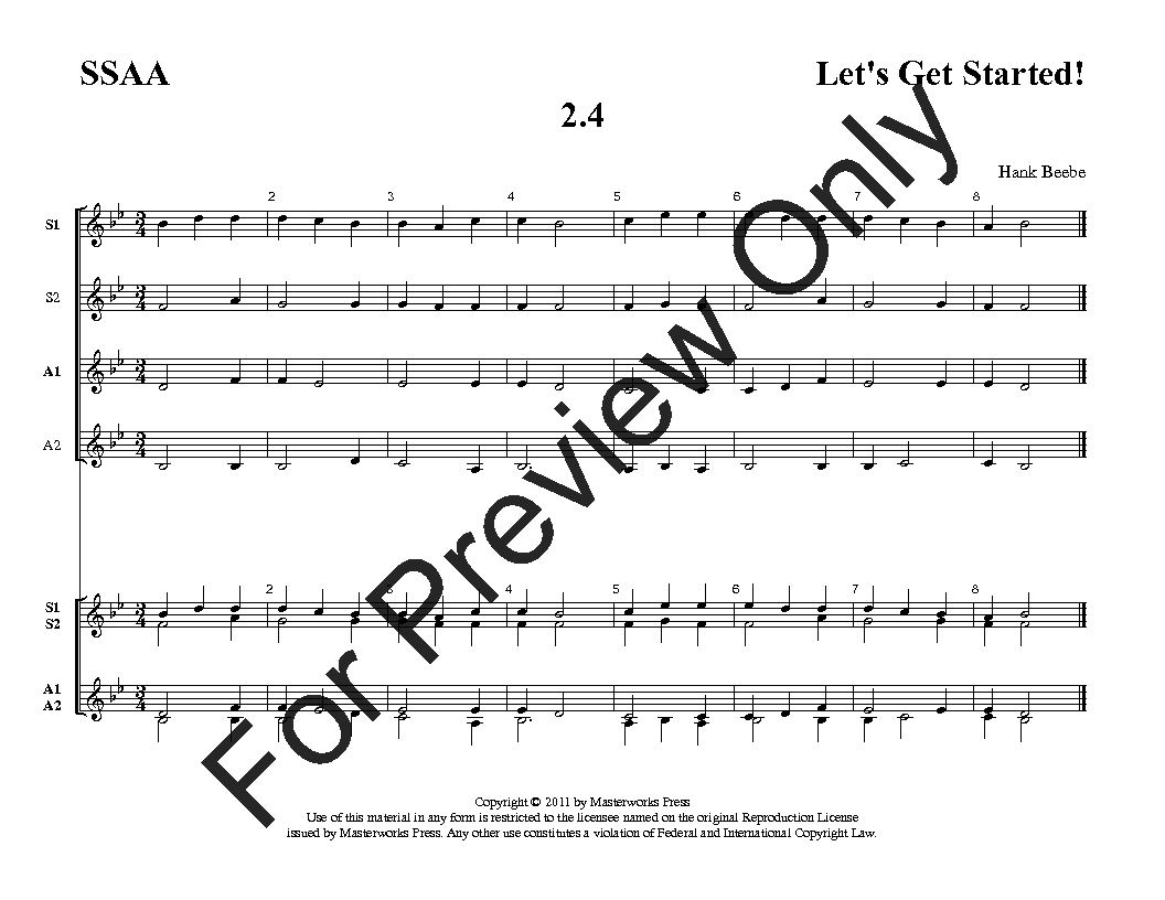 Let's Get Started! Four-Part SSAA Vol. 2 Reproducible PDF Download