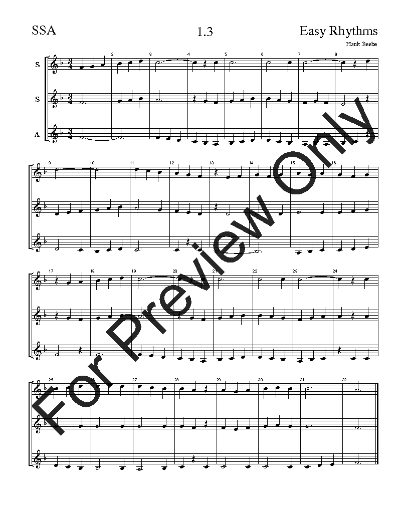 The Easy Rhythms Sight-Singing Series SSA Vol. 1 Reproducible PDF Download