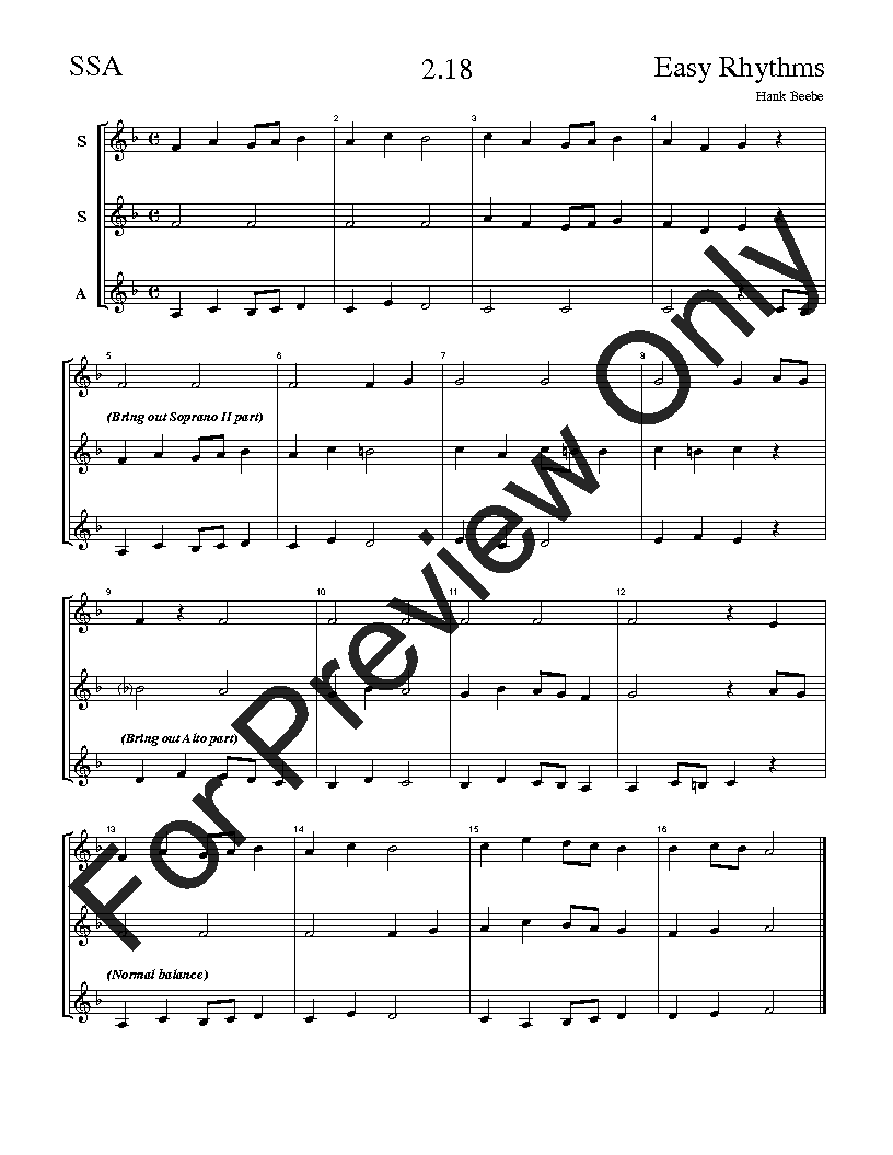 The Easy Rhythms Sight-Singing Series SSA Vol. 2 Reproducible PDF Download