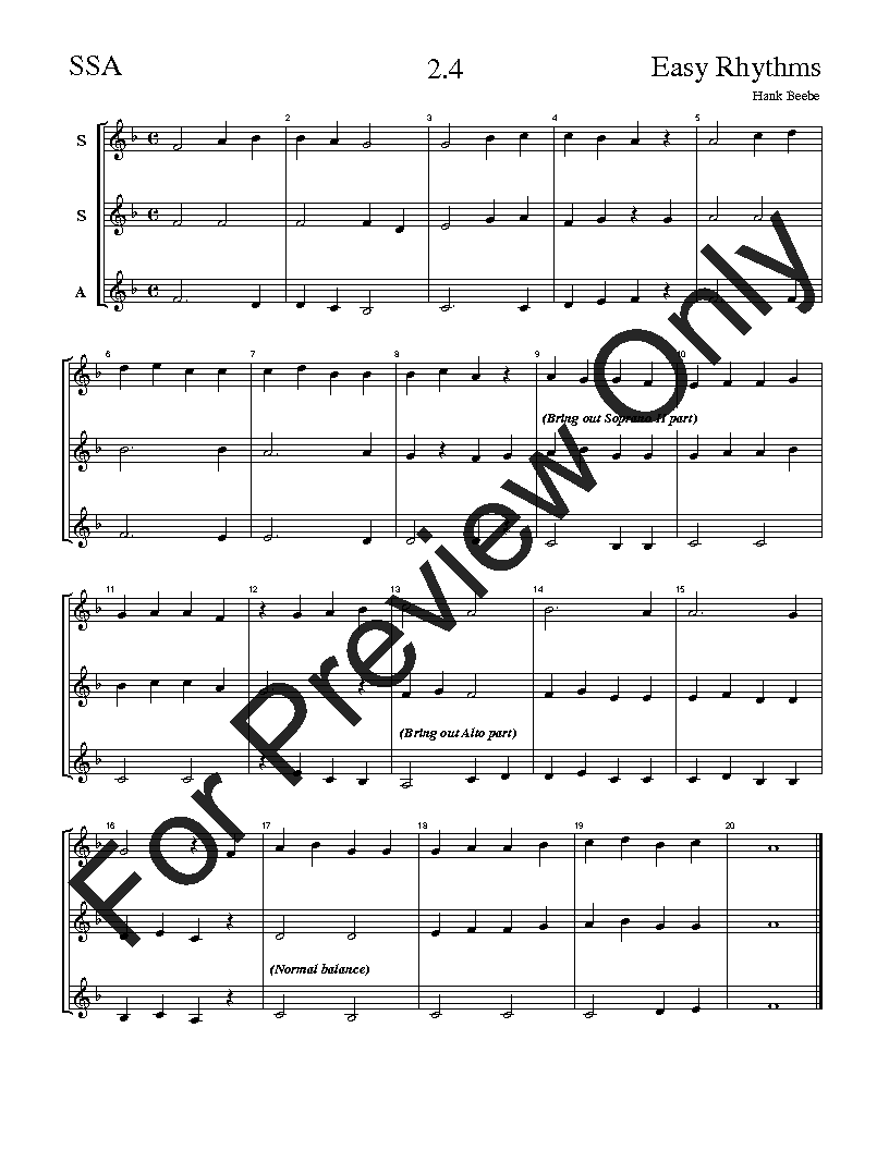 The Easy Rhythms Sight-Singing Series SSA Vol. 2 Reproducible PDF Download