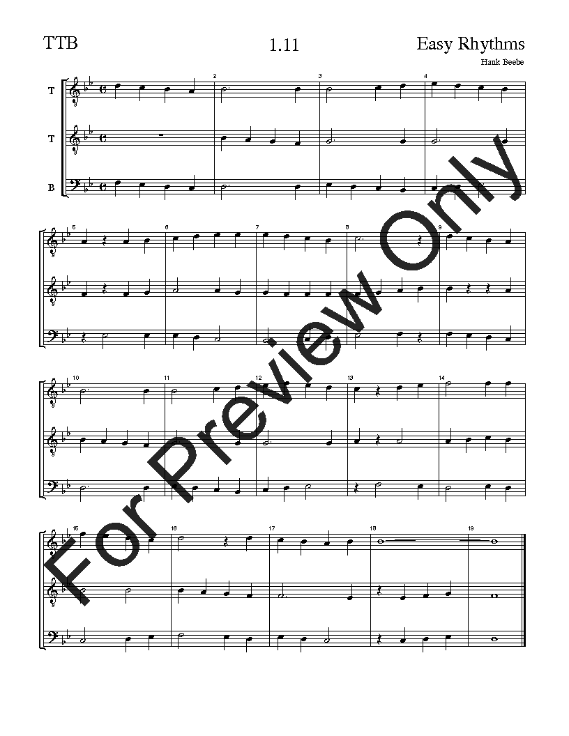 The Easy Rhythms Sight-Singing Series TTB Vol. 1 Reproducible PDF Download