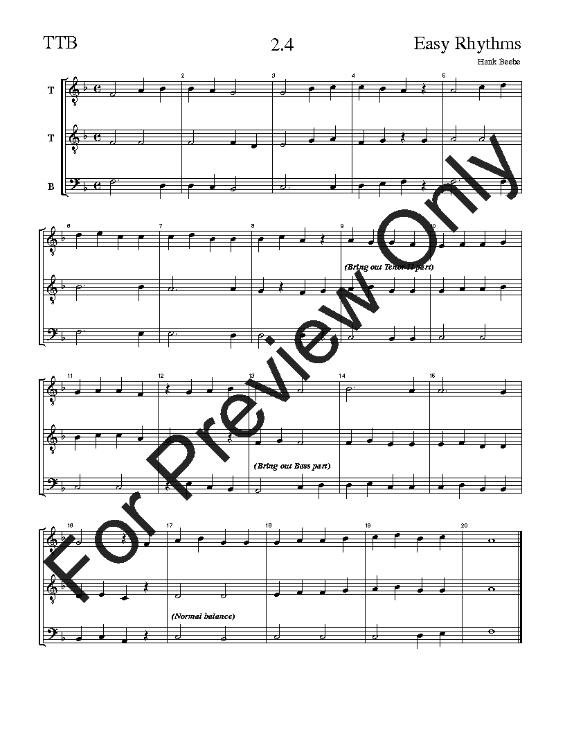 The Easy Rhythms Sight-Singing Series TTB Vol. 2 Reproducible PDF Download