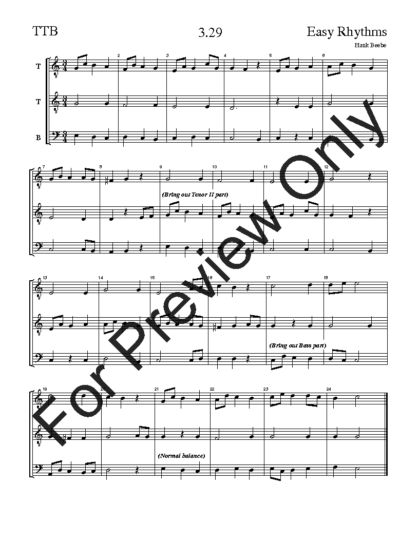 The Easy Rhythms Sight-Singing Series TTB Vol. 3 Reproducible PDF Download