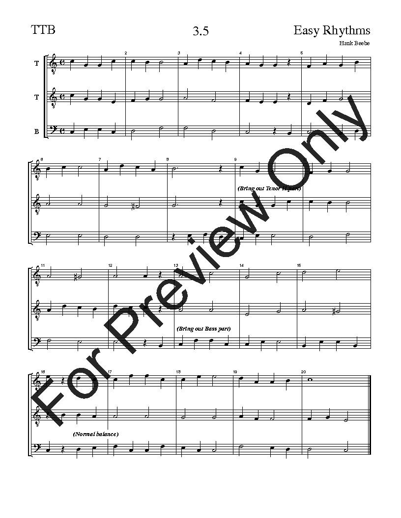 The Easy Rhythms Sight-Singing Series TTB Vol. 3 Reproducible PDF Download