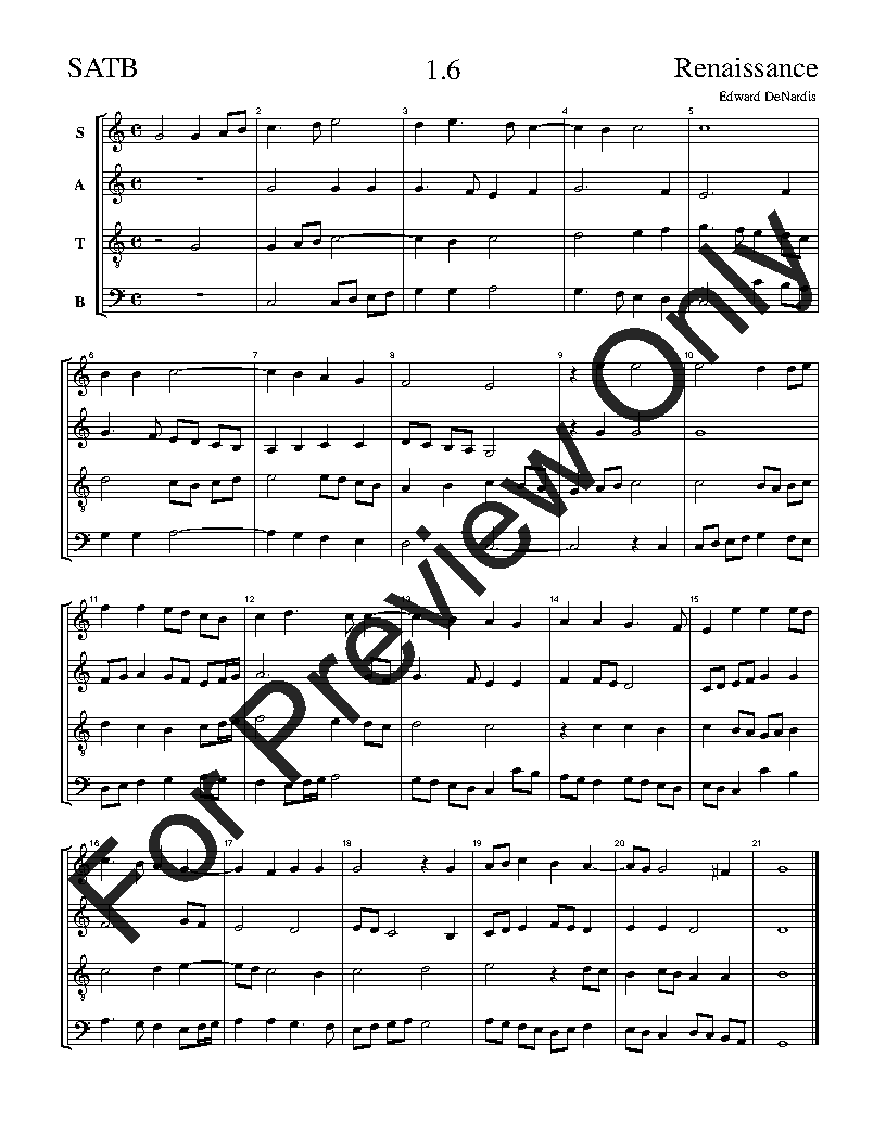 The Renaissance Sight-Singing Series SATB Vol. 1 Reproducible PDF Download