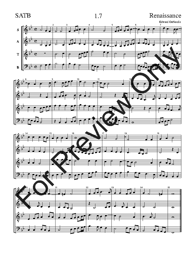 The Renaissance Sight-Singing Series SATB Vol. 1 Reproducible PDF Download