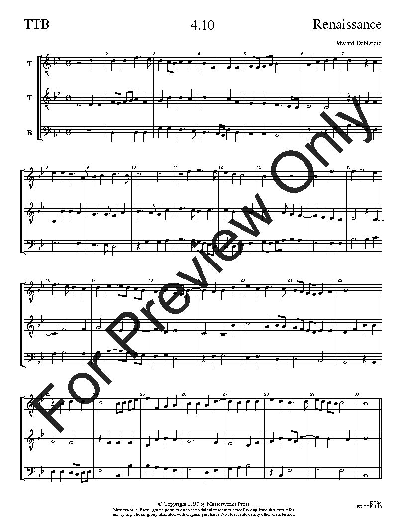 The Renaissance Sight-Singing Series TTB Vol. 4 Reproducible PDF Download