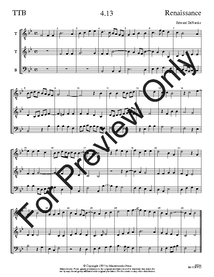 The Renaissance Sight-Singing Series TTB Vol. 4 Reproducible PDF Download
