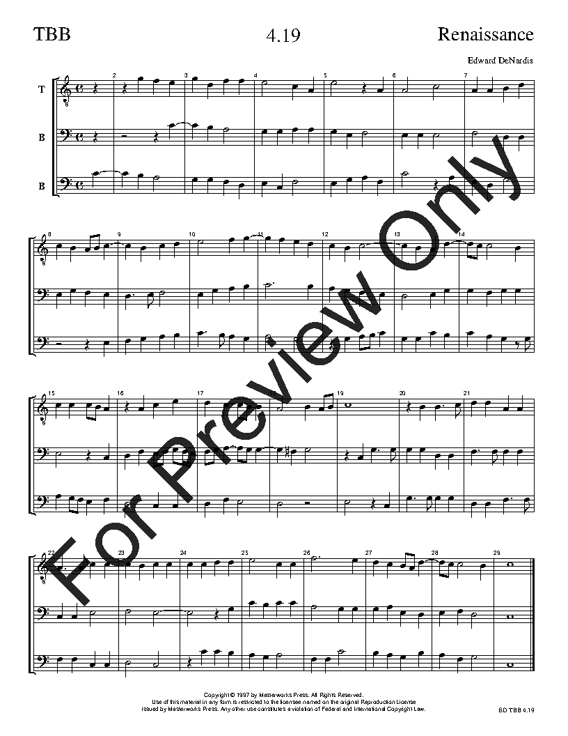 The Renaissance Sight-Singing Series TBB Vol. 4 Reproducible PDF Download