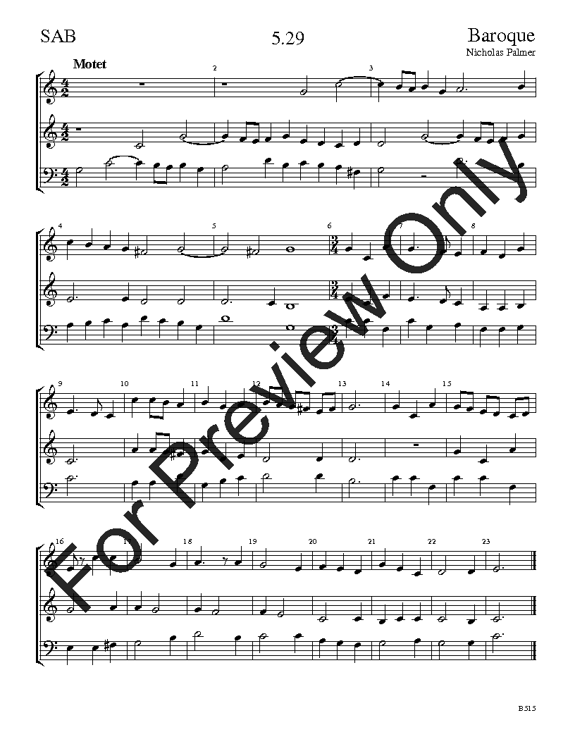 The Baroque Sight-Singing Series SAB Vol. 5 Reproducible PDF Download