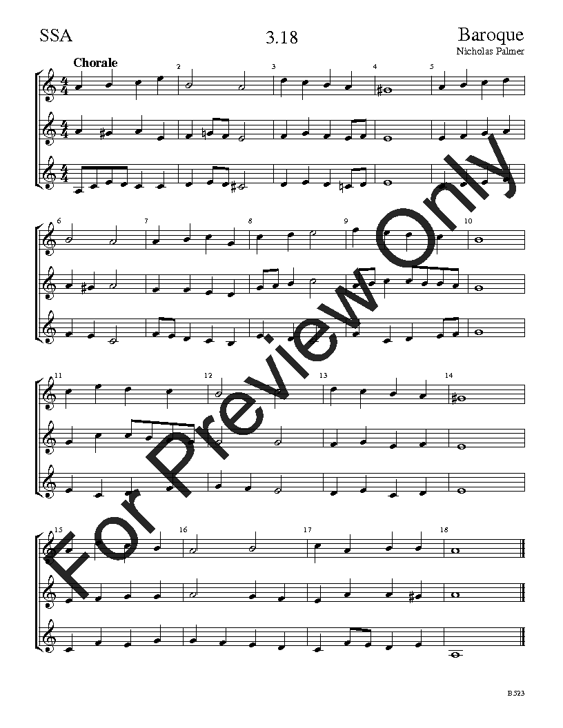 The Baroque Sight-Singing Series SSA Vol. 3 Reproducible PDF Download