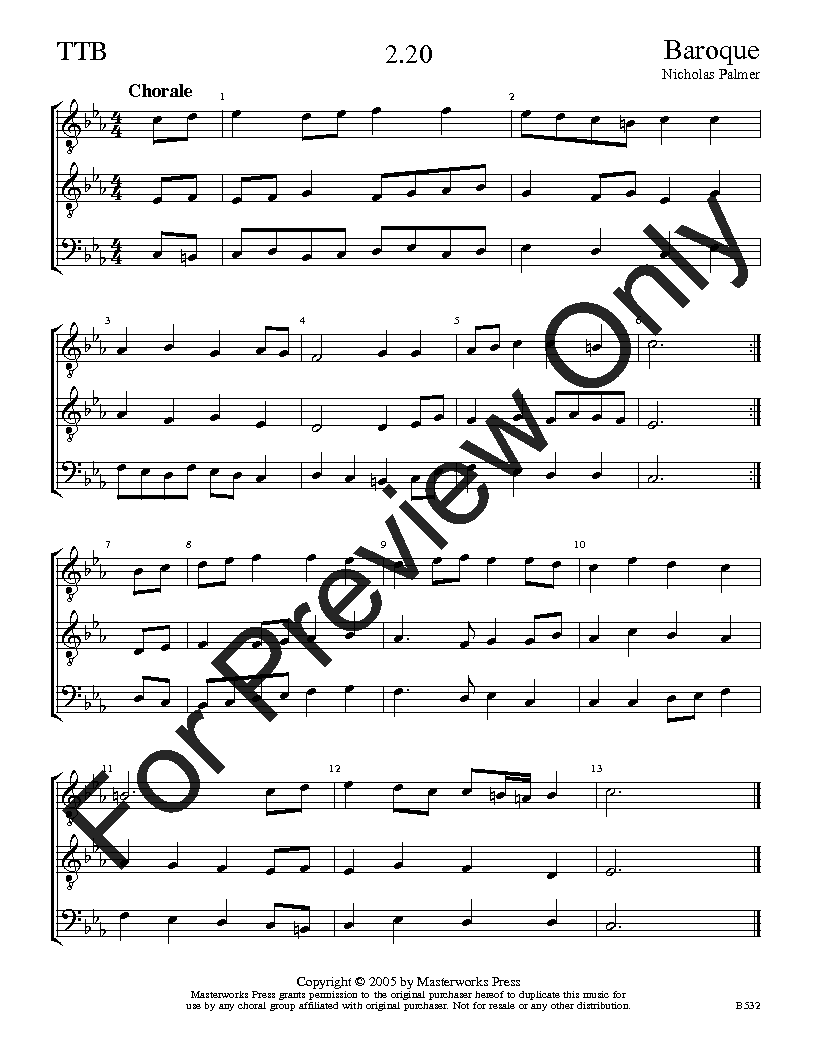 The Baroque Sight-Singing Series TTB Vol. 2 Reproducible PDF Download