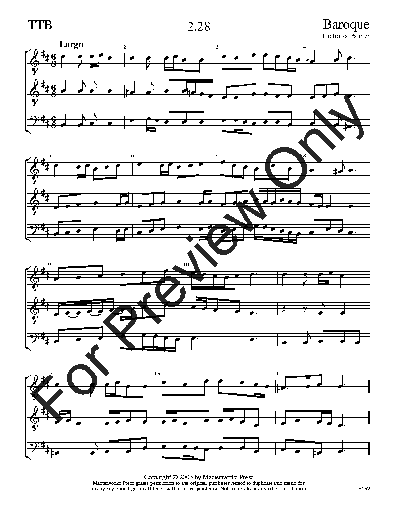 The Baroque Sight-Singing Series TTB Vol. 2 Reproducible PDF Download