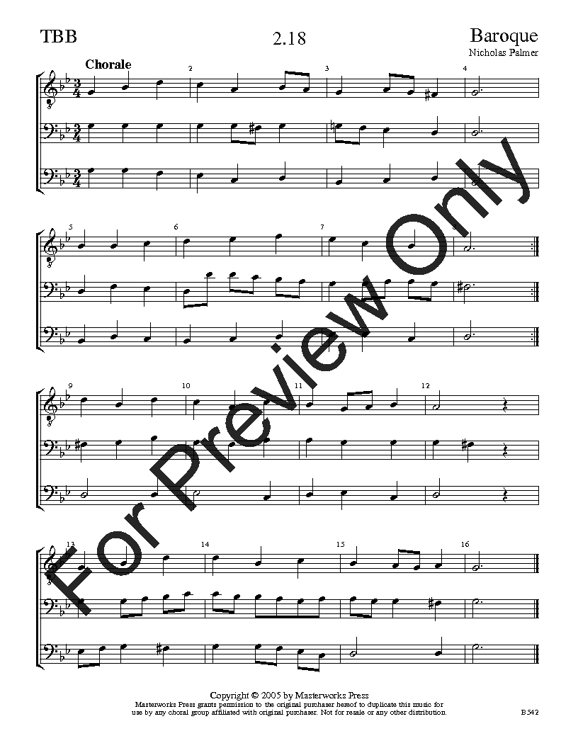 The Baroque Sight-Singing Series TBB Vol. 2 Reproducible PDF Download