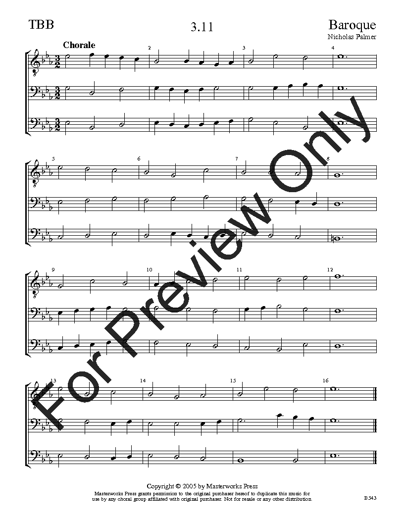 The Baroque Sight-Singing Series TBB Vol. 3 Reproducible PDF Download