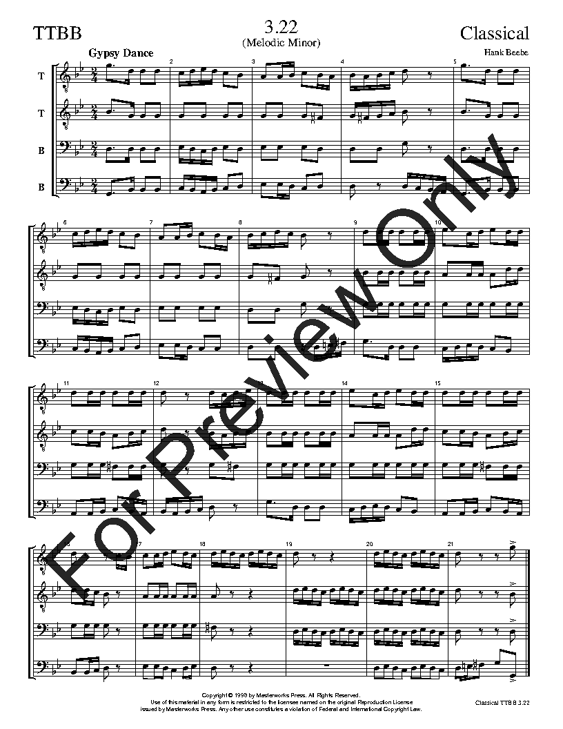 The Classical Sight-Singing Series TTBB Vol. 3 Reproducible PDF Download