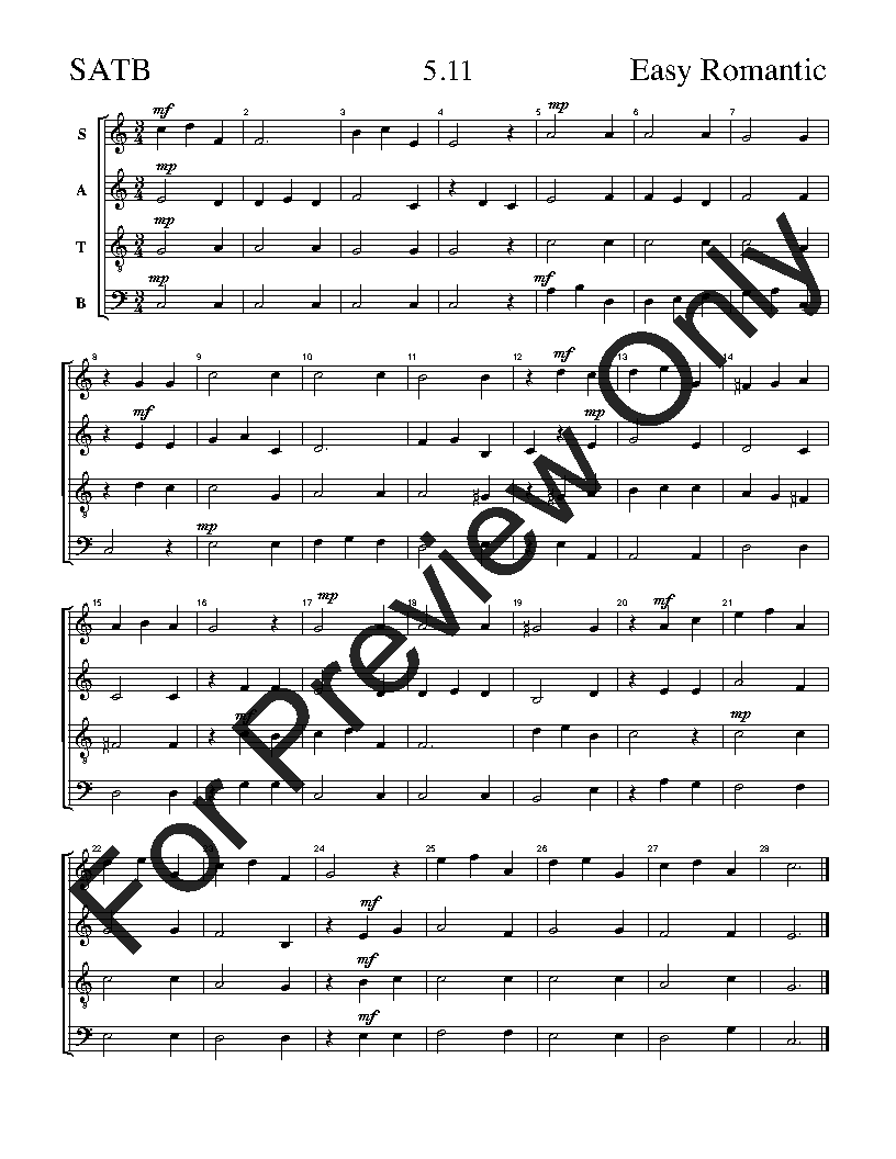 The Easy Romantic Sight-Singing Series SATB Vol. 5 Reproducible PDF Download