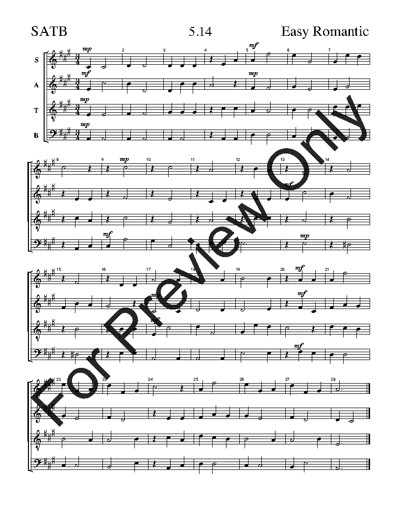 The Easy Romantic Sight-Singing Series SATB Vol. 5 Reproducible PDF Download