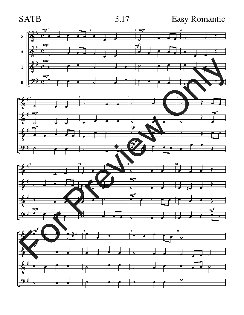 The Easy Romantic Sight-Singing Series SATB Vol. 5 Reproducible PDF Download