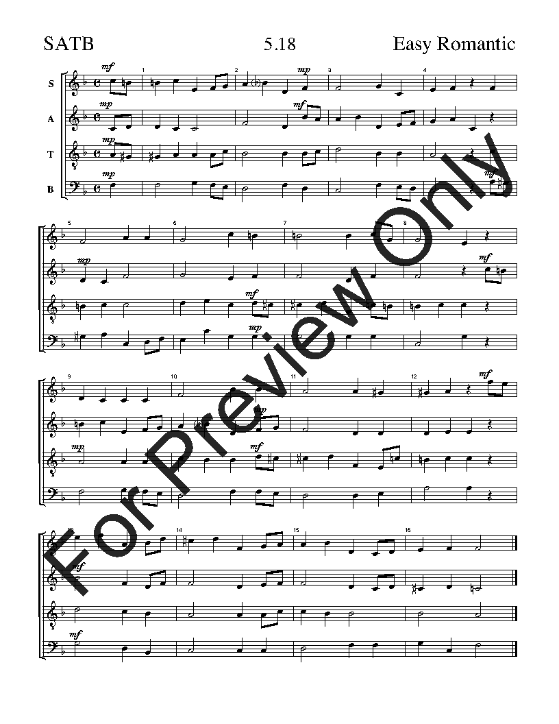 The Easy Romantic Sight-Singing Series SATB Vol. 5 Reproducible PDF Download