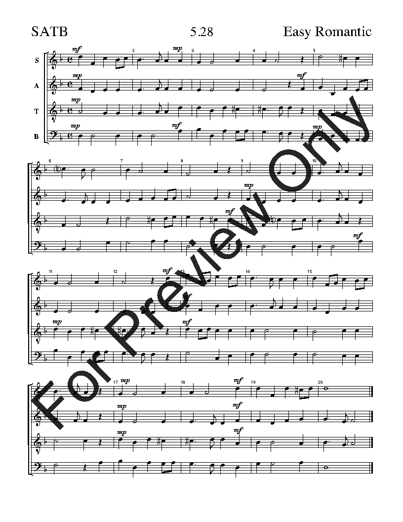 The Easy Romantic Sight-Singing Series SATB Vol. 5 Reproducible PDF Download