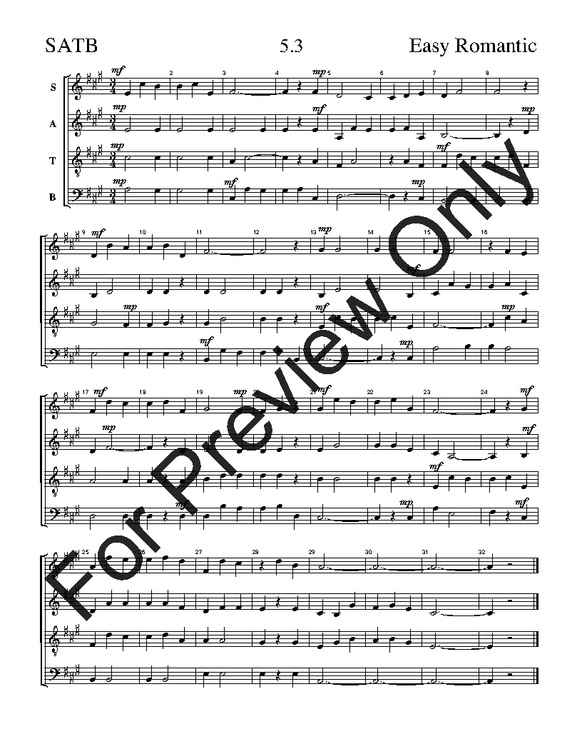 The Easy Romantic Sight-Singing Series SATB Vol. 5 Reproducible PDF Download