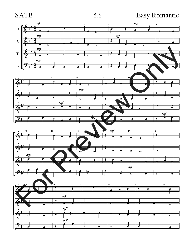 The Easy Romantic Sight-Singing Series SATB Vol. 5 Reproducible PDF Download