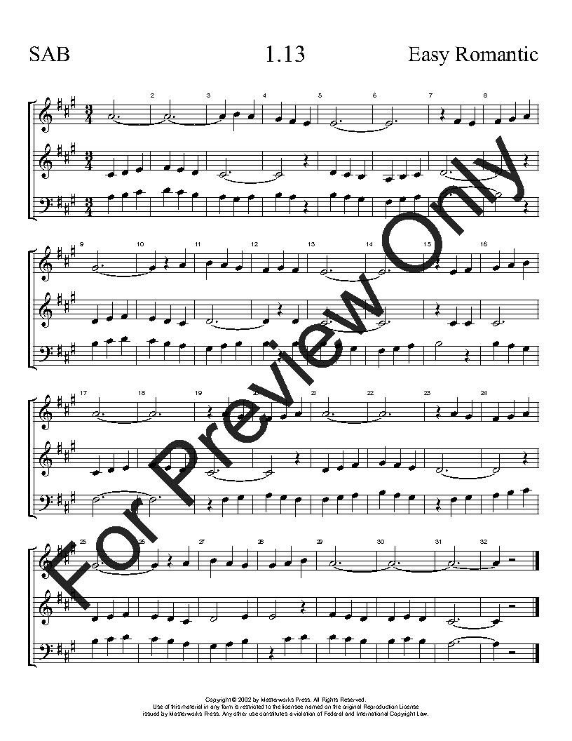The Easy Romantic Sight-Singing Series SAB Vol. 1 Reproducible PDF Download