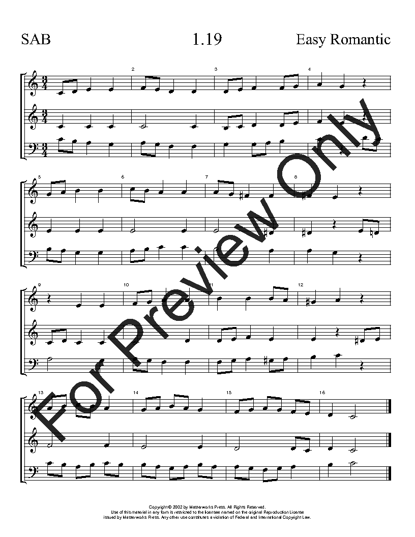The Easy Romantic Sight-Singing Series SAB Vol. 1 Reproducible PDF Download
