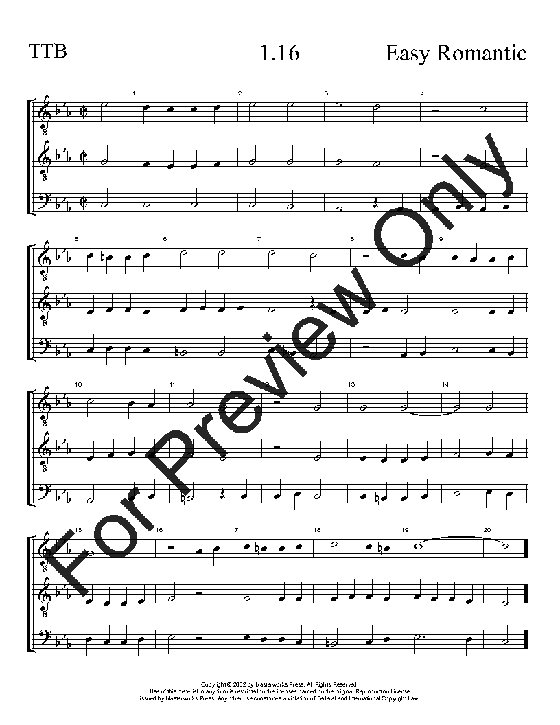 The Easy Romantic Sight-Singing Series TTB Vol. 1 Reproducible PDF Download