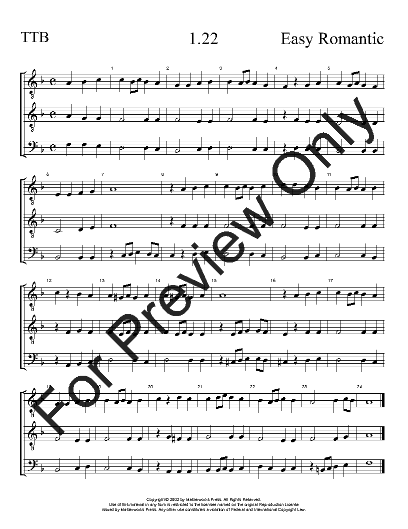 The Easy Romantic Sight-Singing Series TTB Vol. 1 Reproducible PDF Download