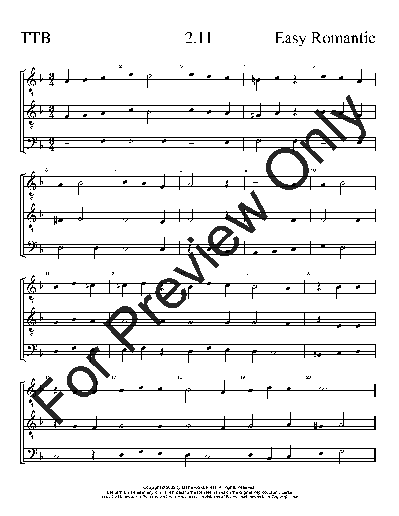 The Easy Romantic Sight-Singing Series TTB Vol. 2 Reproducible PDF Download