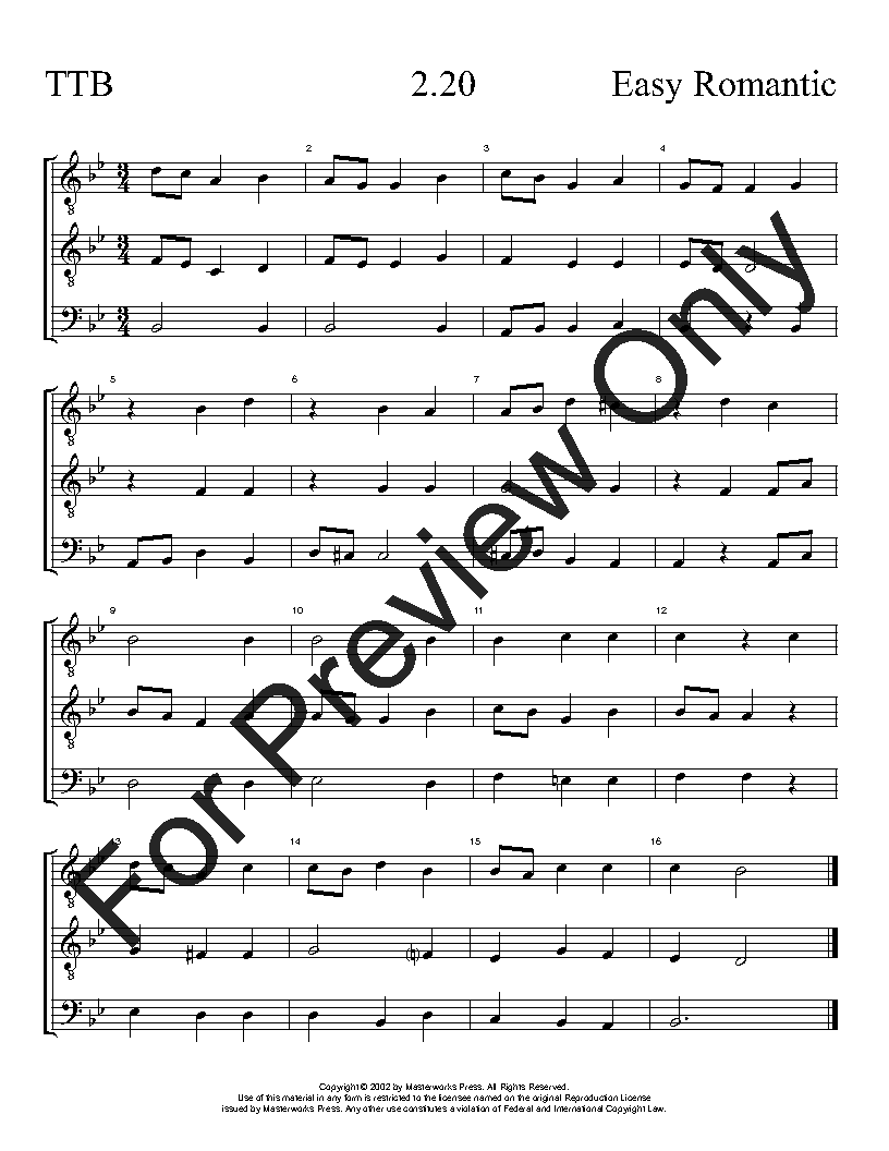 The Easy Romantic Sight-Singing Series TTB Vol. 2 Reproducible PDF Download