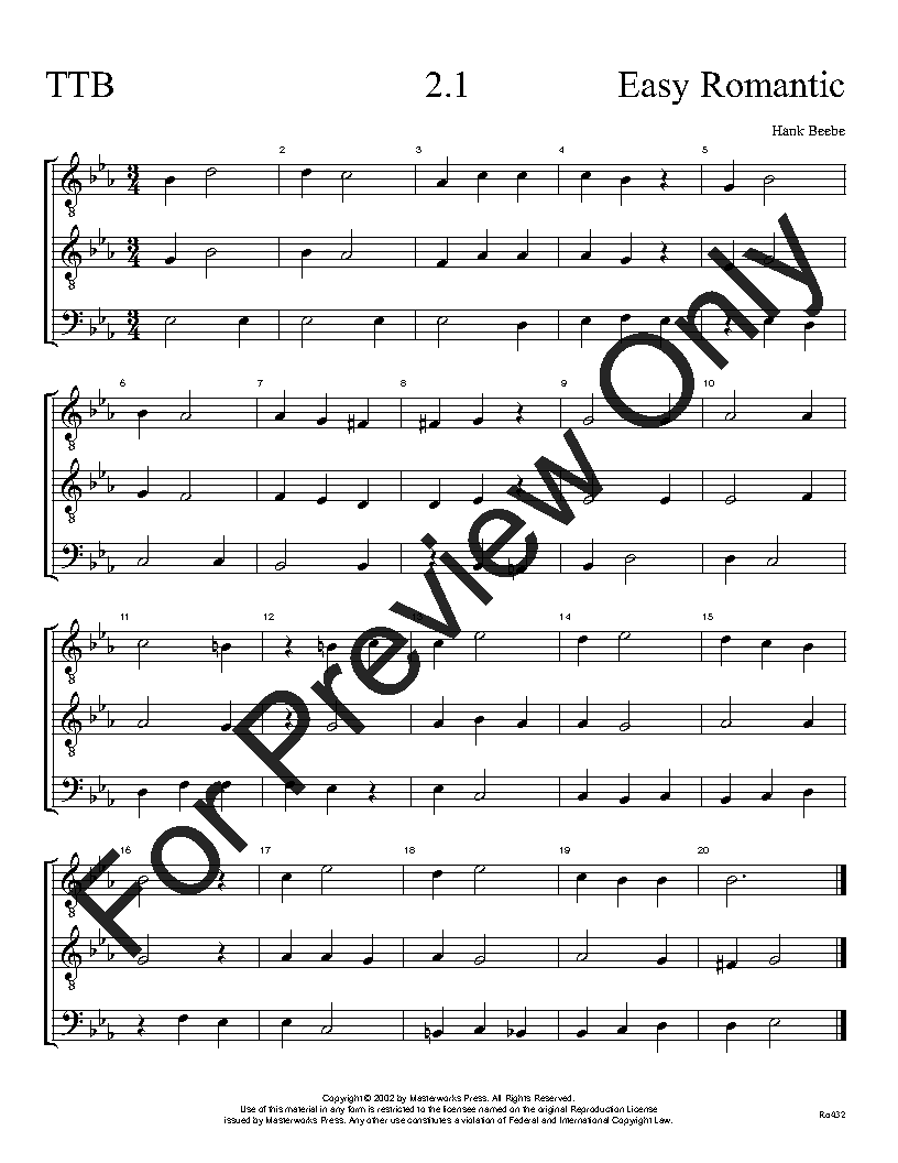 The Easy Romantic Sight-Singing Series TTB Vol. 2 Reproducible PDF Download