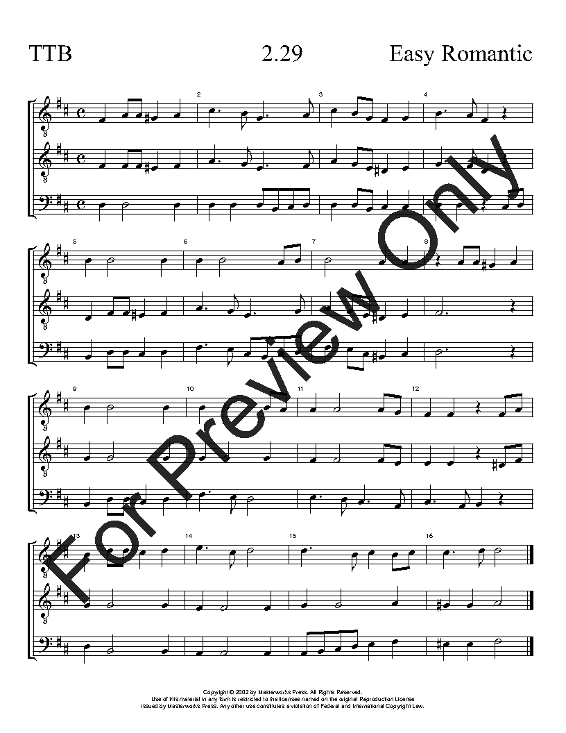 The Easy Romantic Sight-Singing Series TTB Vol. 2 Reproducible PDF Download