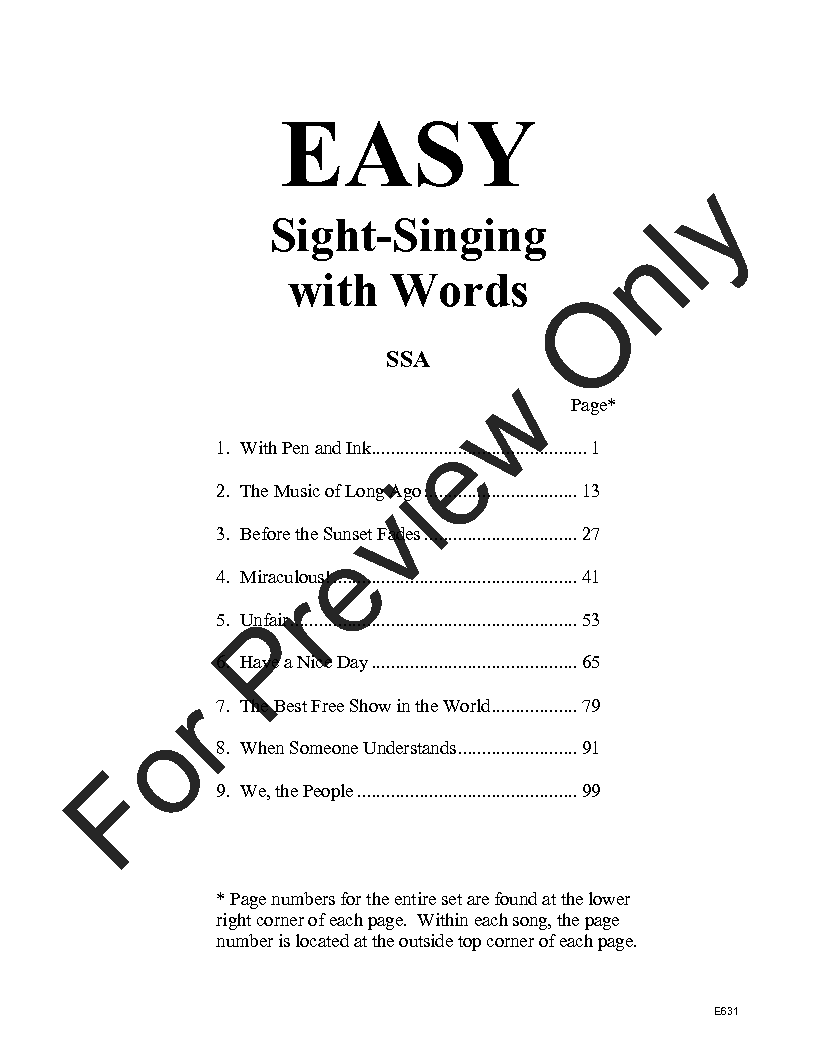 Easy Sight-Singing with Words SSA Reproducible PDF Download