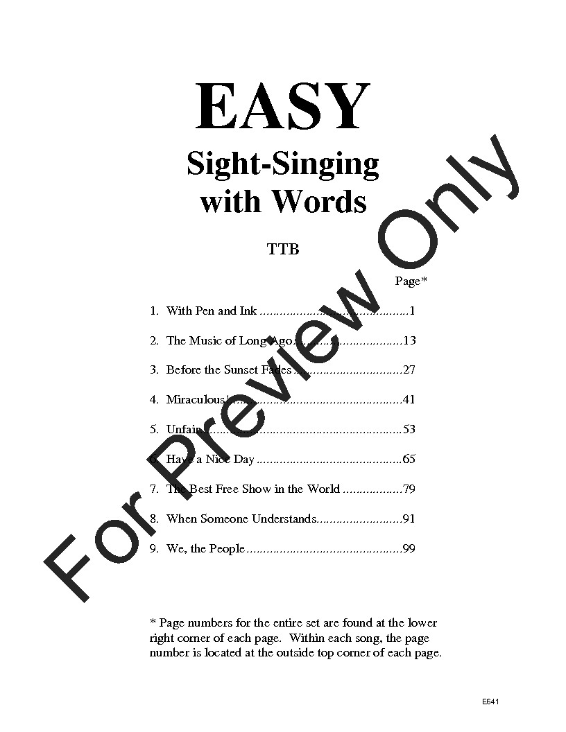 Easy Sight-Singing with Words TTB Reproducible PDF Download