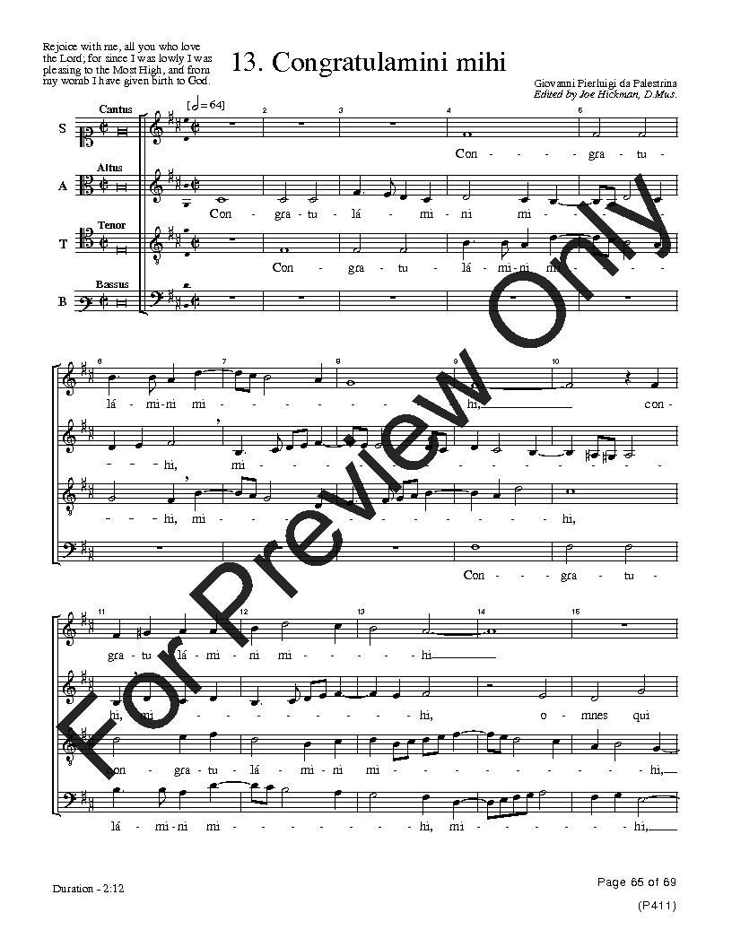 The Palestrina Motets SATB Performance Edition Vol. 1 Reproducible PDF Download