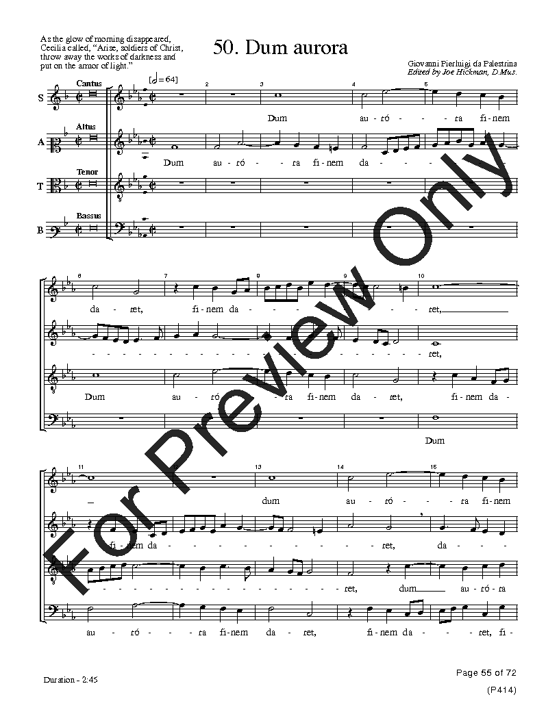 The Palestrina Motets SATB Performance Edition Vol. 4 Reproducible PDF Download