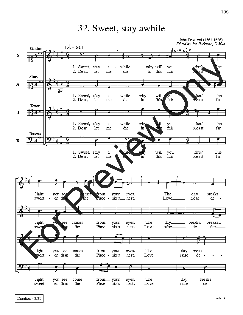 The John Dowland Ayres SATB Performance Edition Vol. 3 Reproducible PDF Download