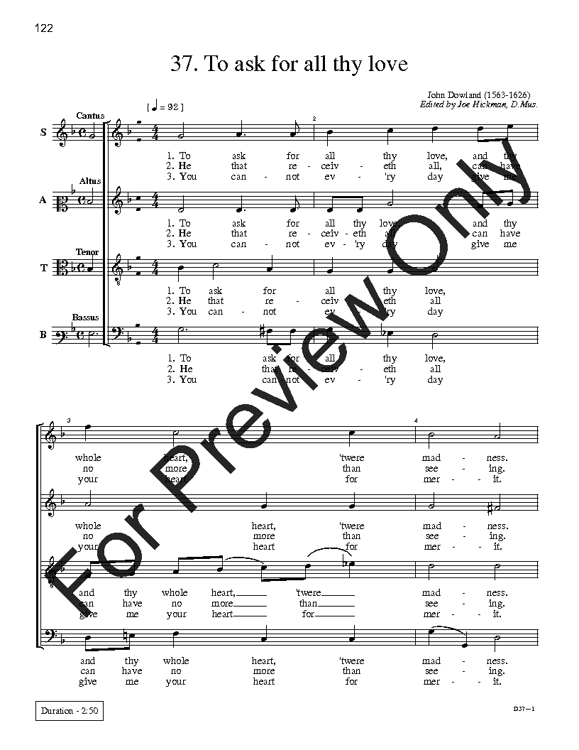 The John Dowland Ayres SATB Performance Edition Vol. 3 Reproducible PDF Download