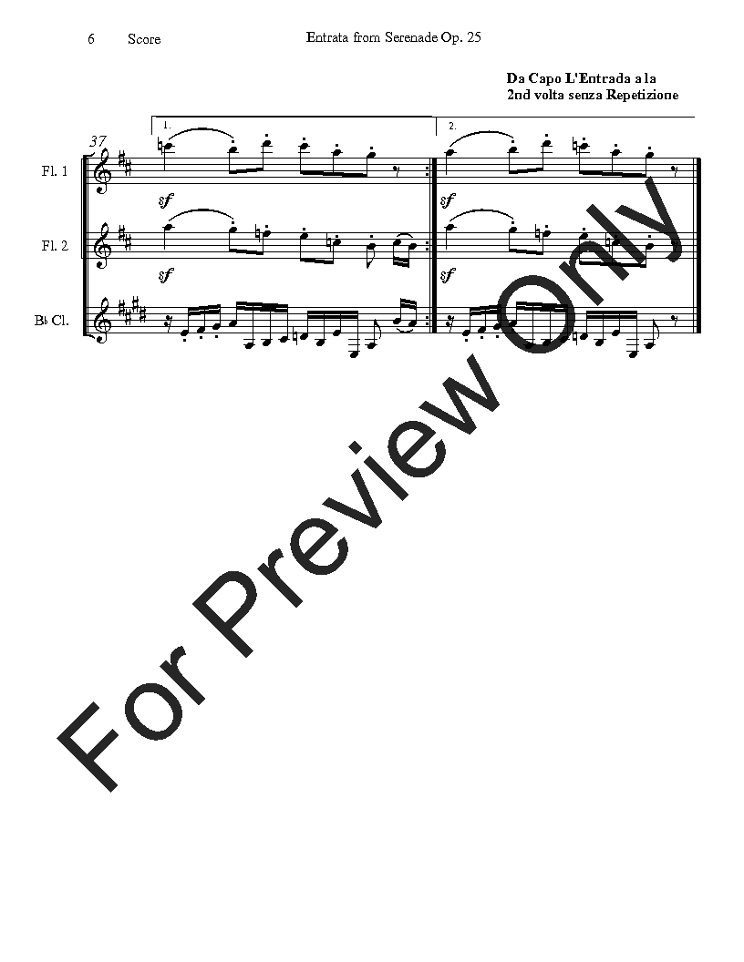 Entrata, Serenade Op. 25 - 2 Flutes and Clarinet P.O.D.