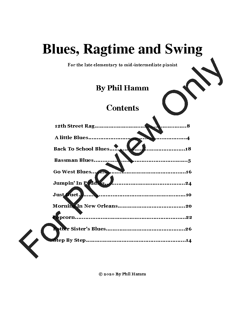 Blues, Ragtime and Swing-Book One P.O.D.