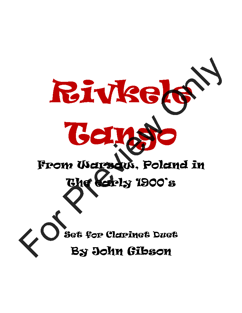 Rivkele (Rebeka) Tango set for Clarinet Duet P.O.D.